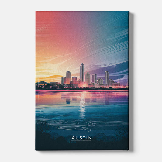 Austin Downtown Vibes Skyline - Canvas Wall Art