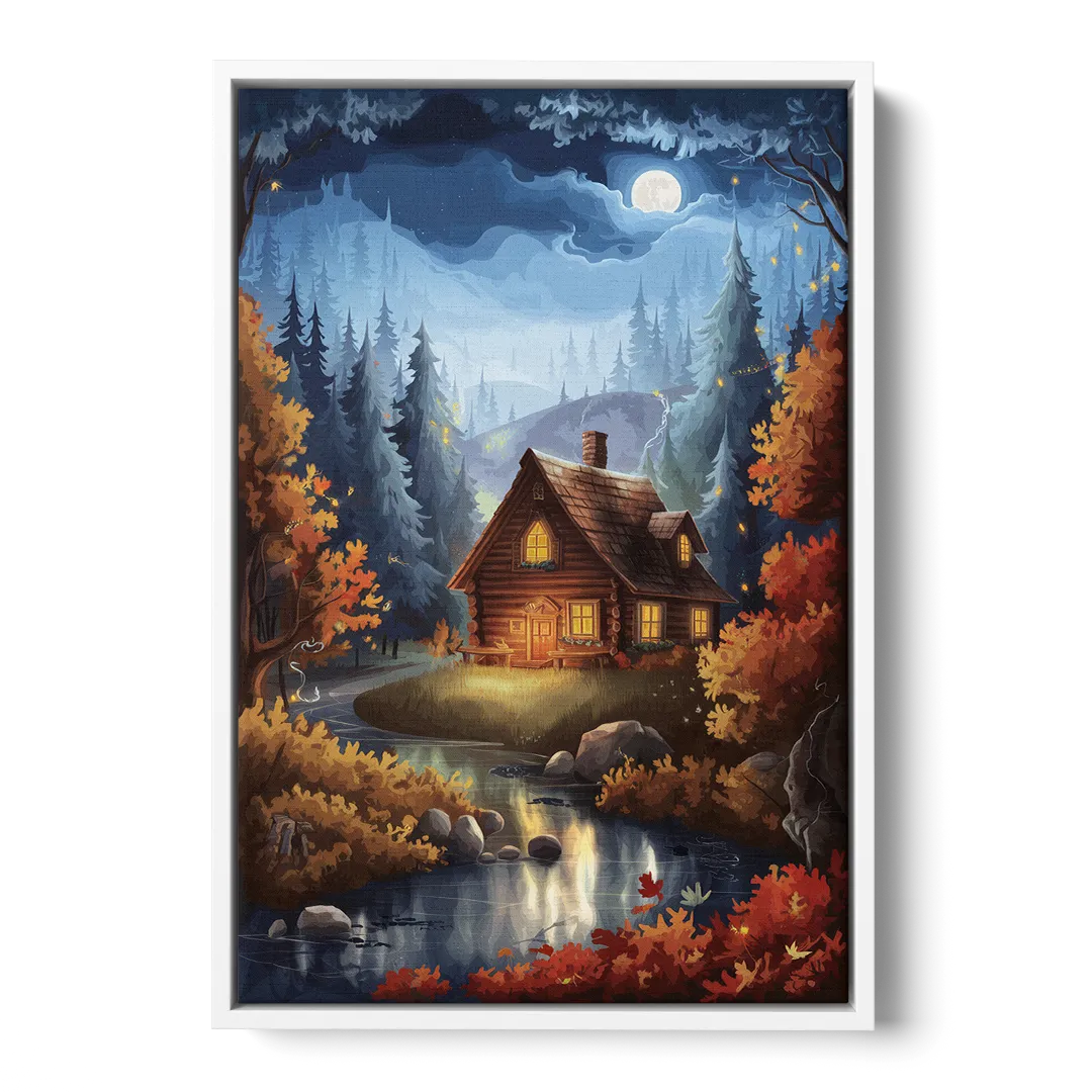 Gatlinburg Cabin in the Woods - White Frame Canvas