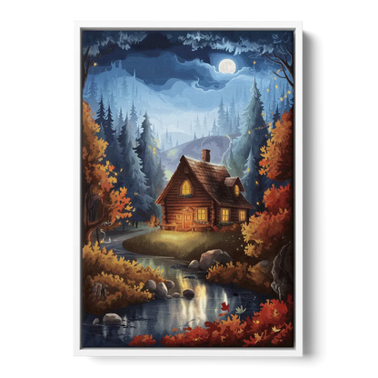 Gatlinburg Cabin in the Woods - White Frame Canvas