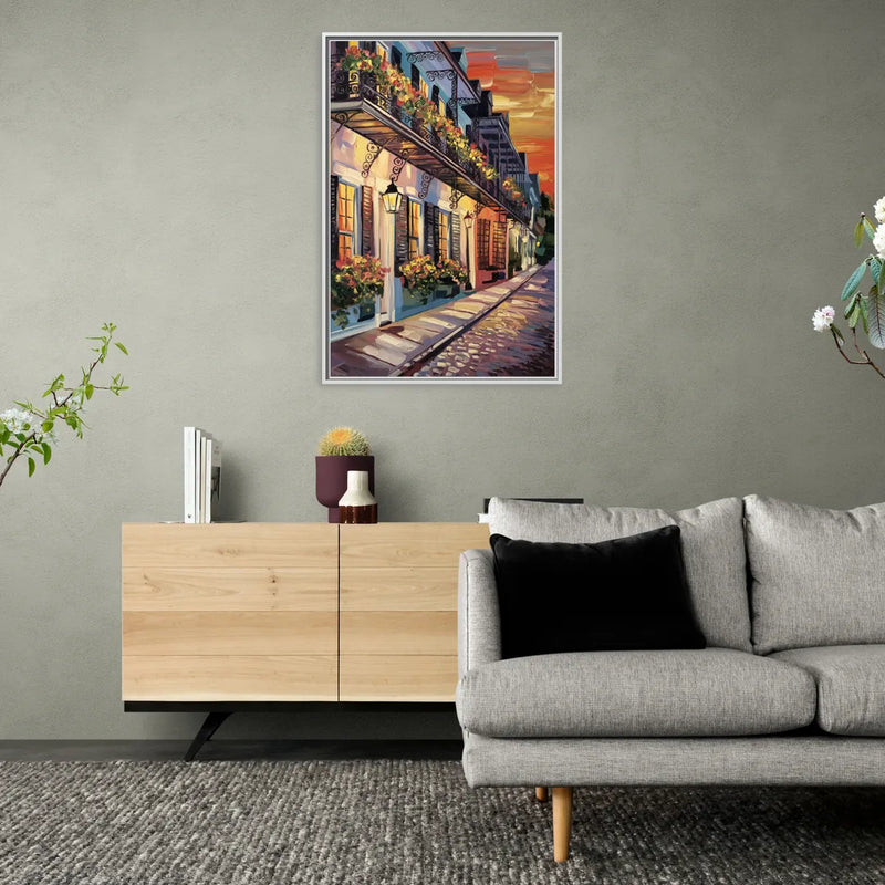 Charleston French Quarter - Living Room White Frame Canvas
