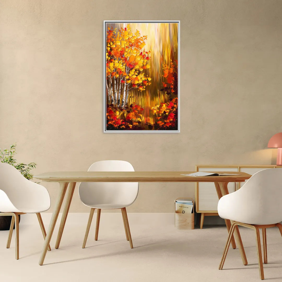 Aspen Forest in Autumn - Living Room White Frame Canvas