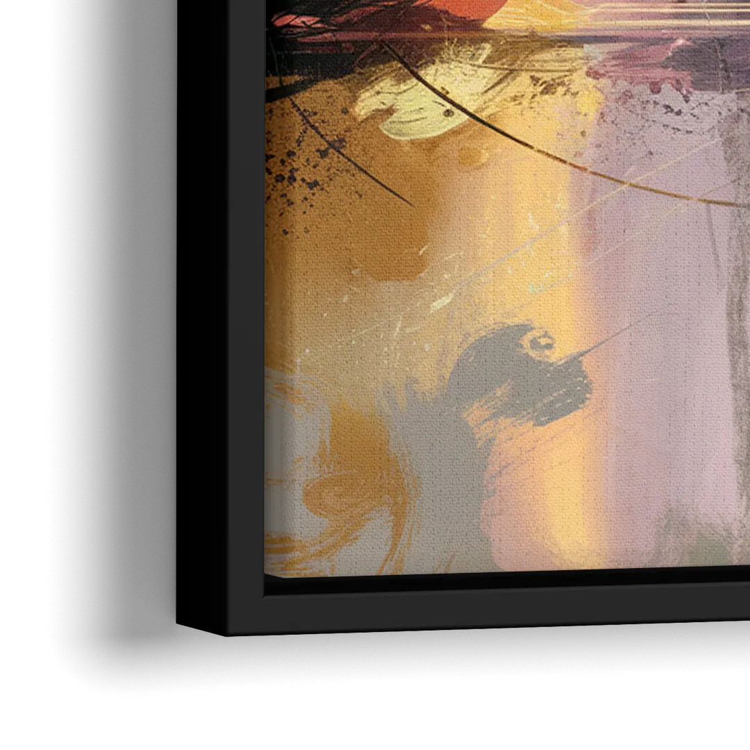 Burlington Artistic Cityscape - Close-Up Black Frame Canvas