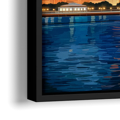 Chicago Skyline and Fireworks - Close-Up Black Frame Canvas