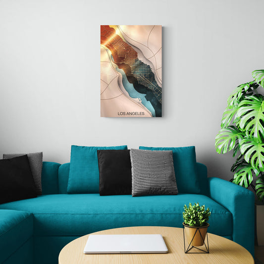 Los Angeles Map Design - Canvas Wall Art Living Room