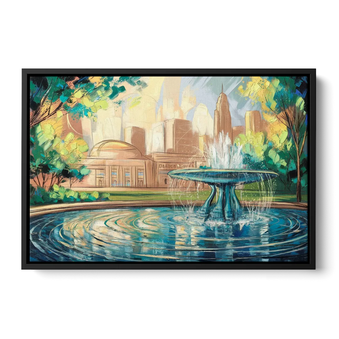 Kansas City Fountains And Parks - Black Frame Canvas