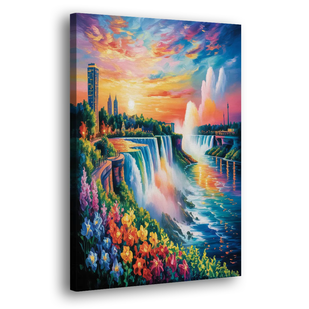 Niagara Falls Sunset Glow - Canvas Print Art Sides