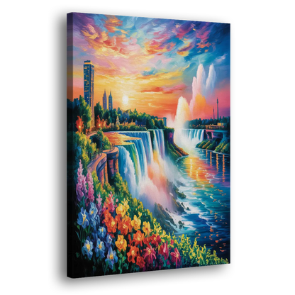 Niagara Falls Sunset Glow - Canvas Print Art Sides