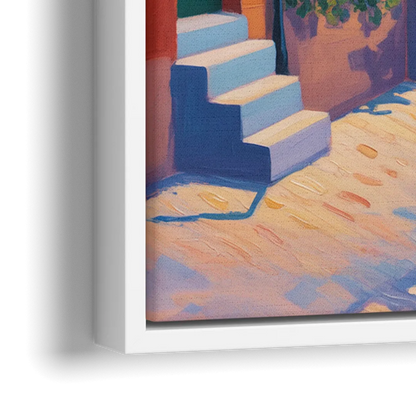 Old Quebec Streets - Close-Up White Frame Canvas