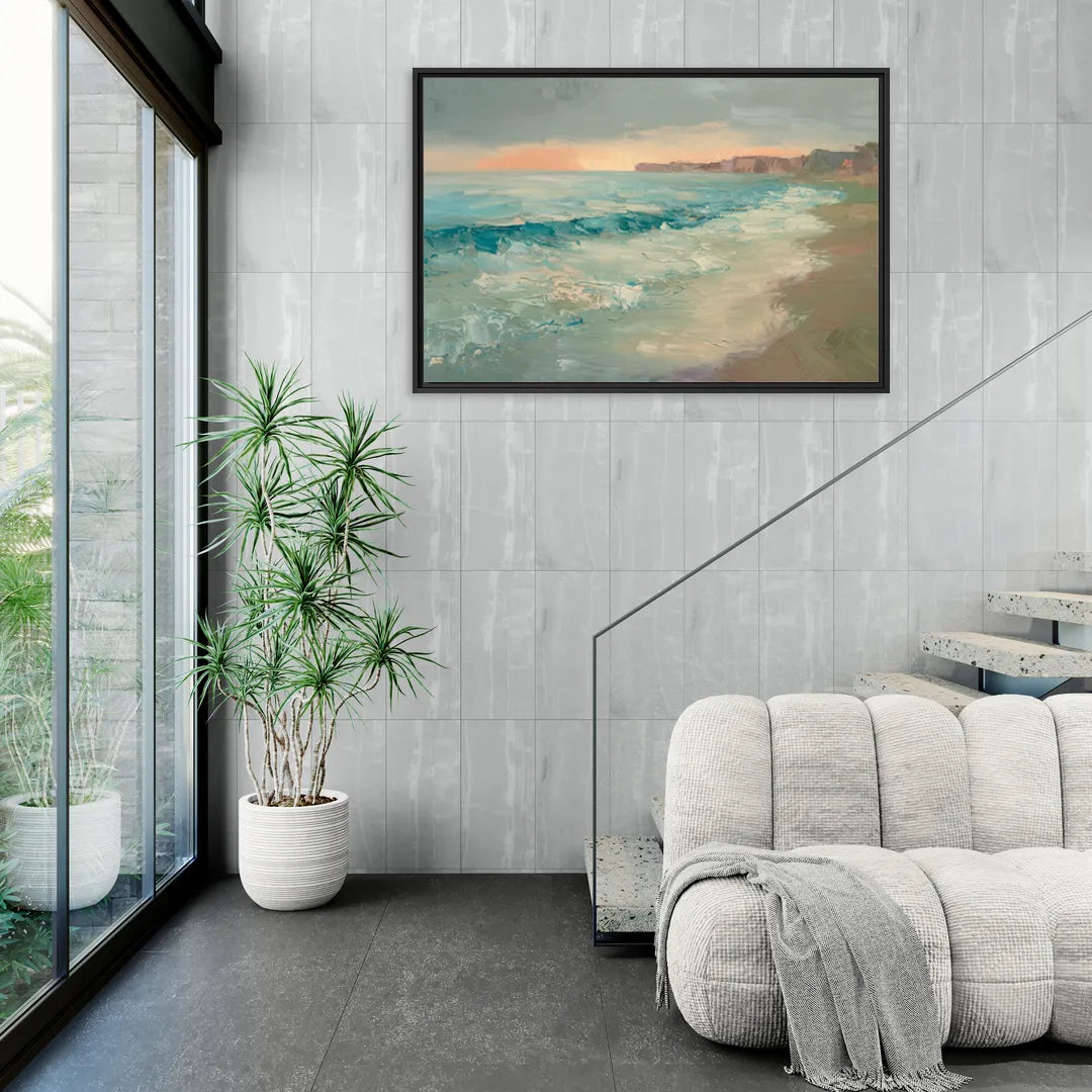 La Jolla Seaside Charm - Living Room Black Frame Canvas