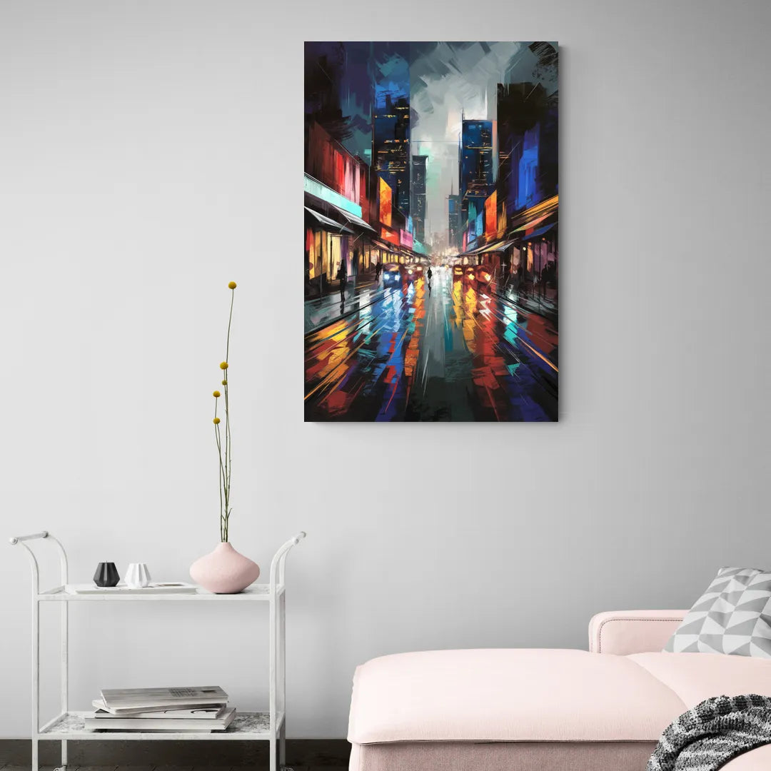 Plano Nightlife Glow Neon - Canvas Wall Art Living Room