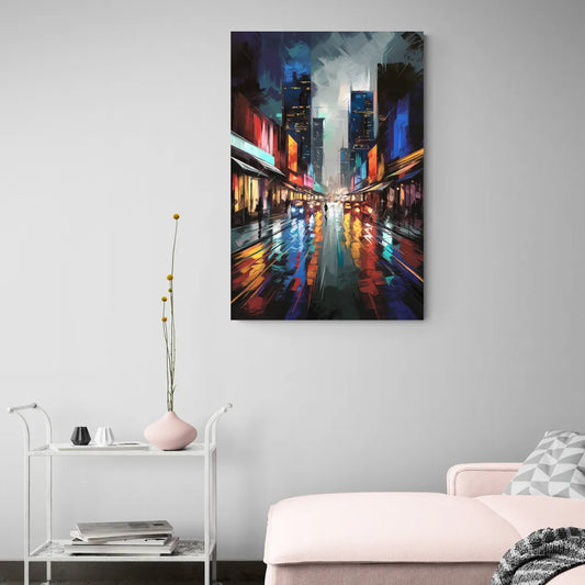 Plano Nightlife Glow Neon - Canvas Wall Art Living Room