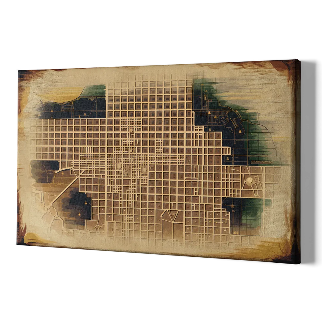 Denver Neighborhood Map - Canvas Print Art Sides