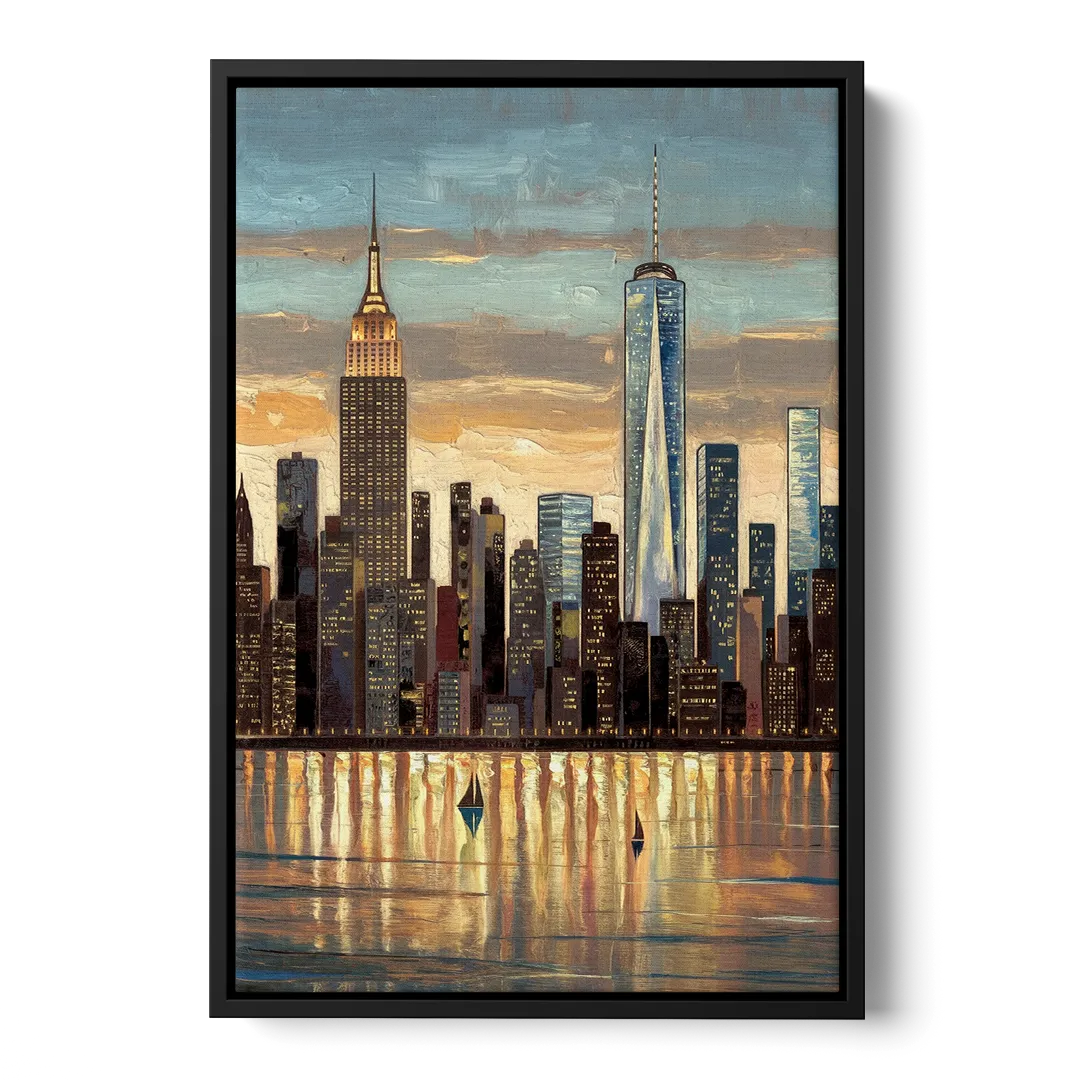 New York City Artistic View - Black Frame Canvas