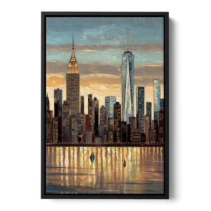 New York City Artistic View - Black Frame Canvas