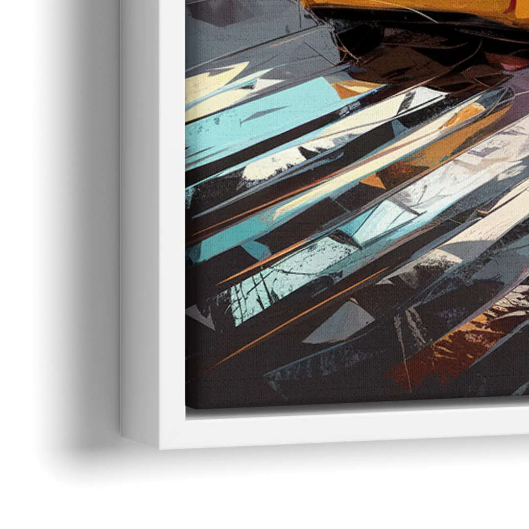New York City Taxi Cabs - Close-Up White Frame Canvas
