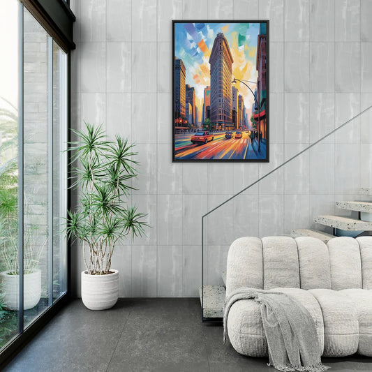 Flatiron Building Landmark - Living Room Black Frame Canvas