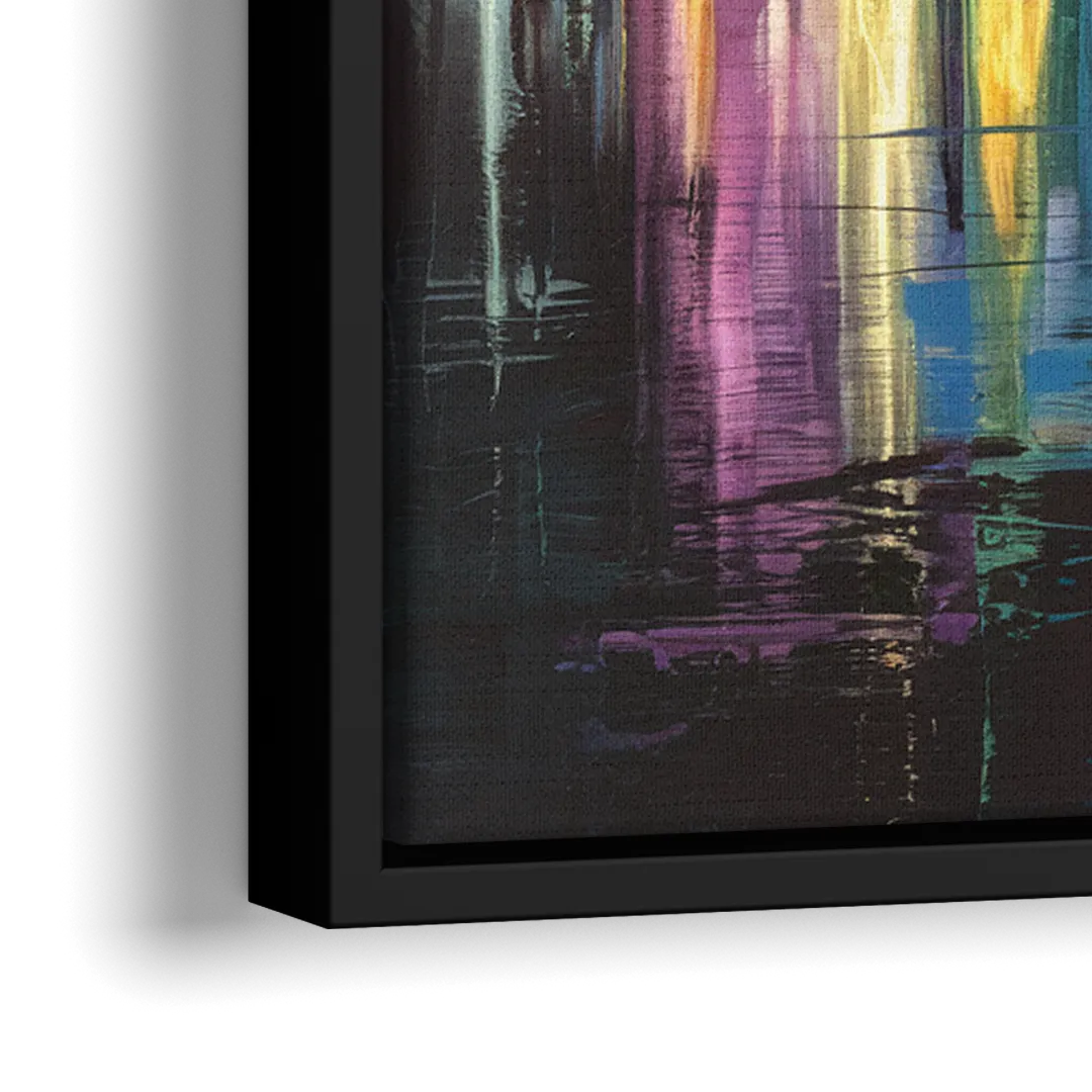 San Diego City Lights - Close-Up Black Frame Canvas