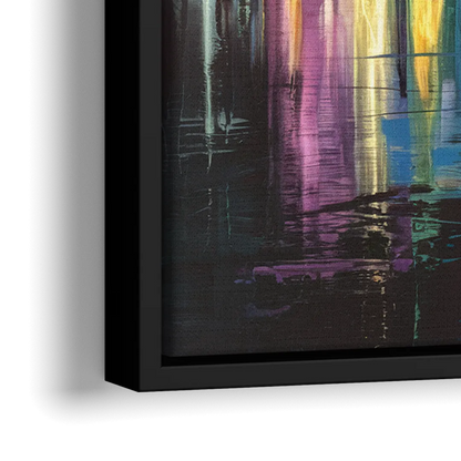 San Diego City Lights - Close-Up Black Frame Canvas