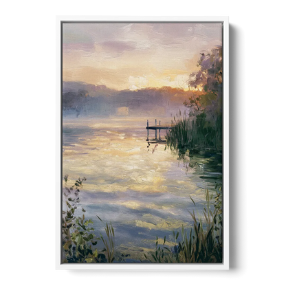 New Hope Waterfront Serenity - White Frame Canvas