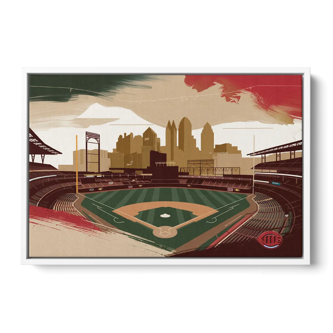Cincinnati Reds Vintage Moments - White Frame Canvas