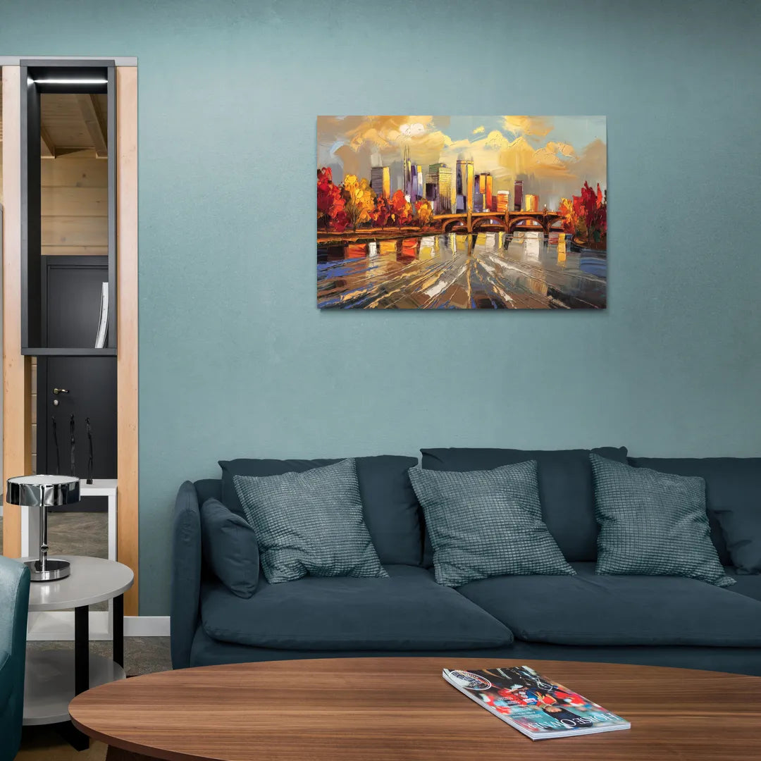 Minneapolis Mississippi River View - Canvas Wall Art Living Room