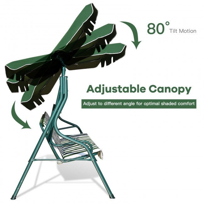 3-Seat Cushioned Patio Swing with Canopy – Durable Steel Frame Outdoor