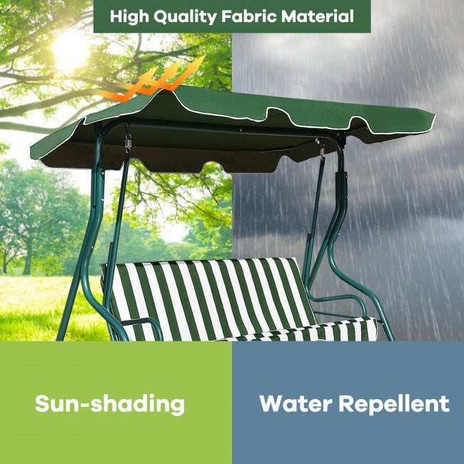3-Seat Cushioned Patio Swing with Canopy – Durable Steel Frame Outdoor