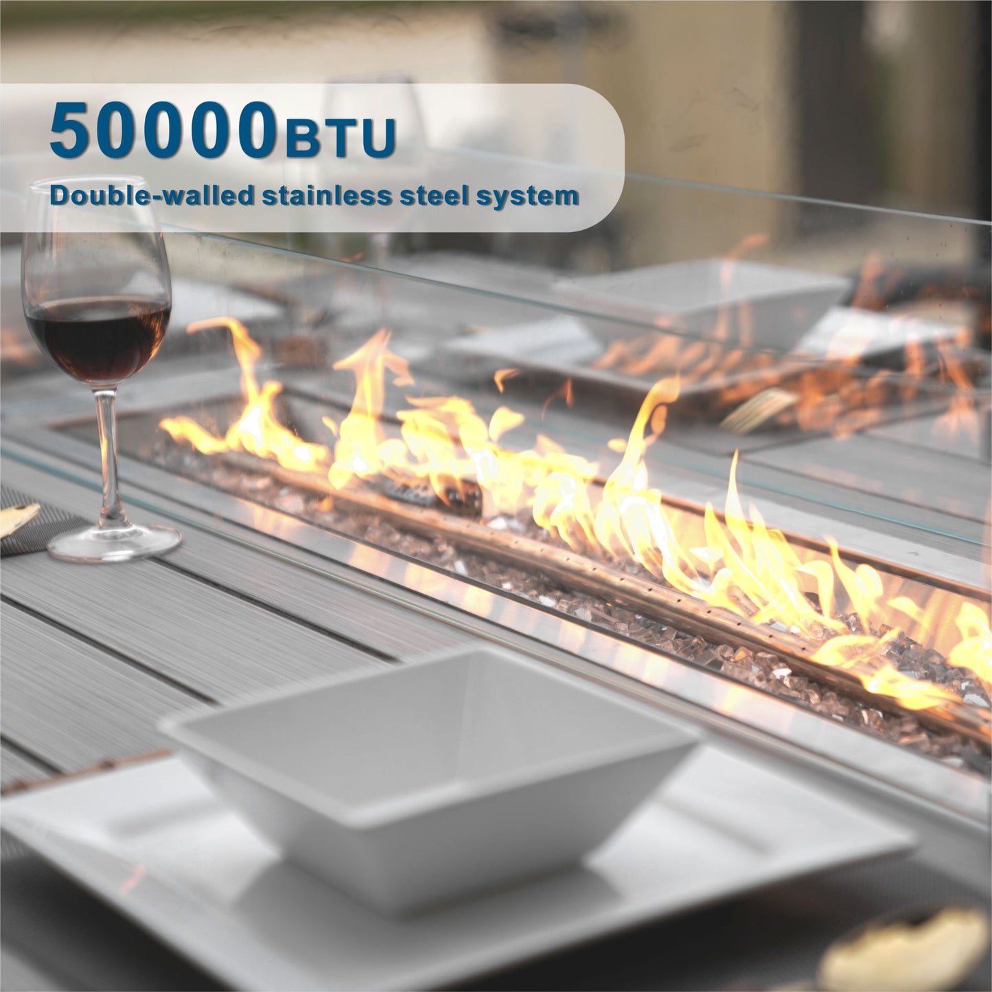 Wicker & Aluminum Patio Dining Table – Built-In Fire Pit Centerpiece