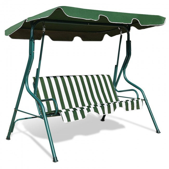 3-Seat Cushioned Patio Swing with Canopy – Durable Steel Frame Outdoor