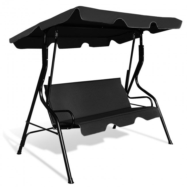 3-Seat Cushioned Patio Swing with Canopy – Durable Steel Frame Outdoor