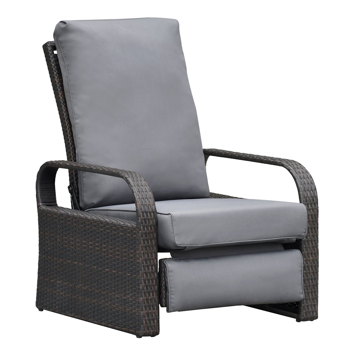 Outdoor Wicker Recliner – Adjustable Patio Lounge Chair with Cushions