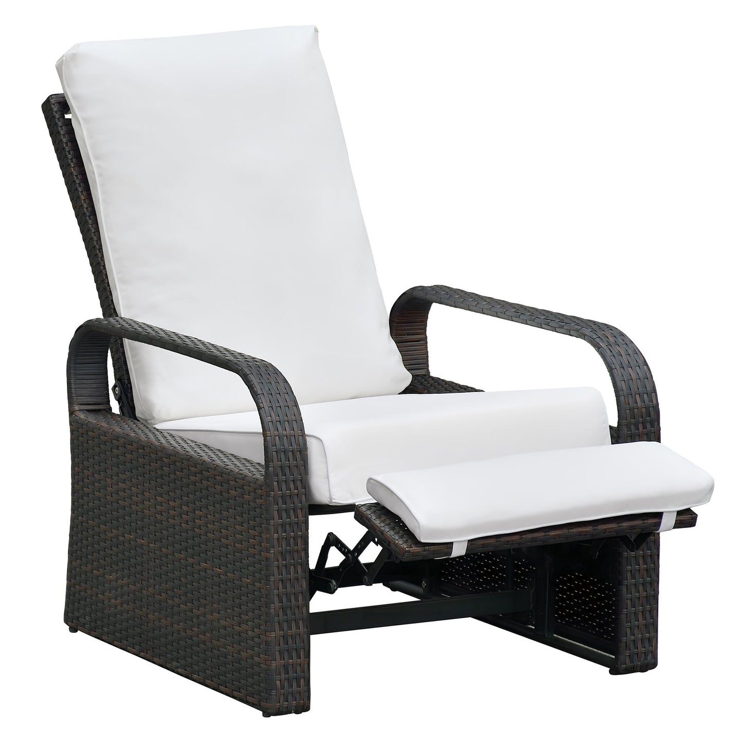 Outdoor Wicker Recliner – Adjustable Patio Lounge Chair with Cushions