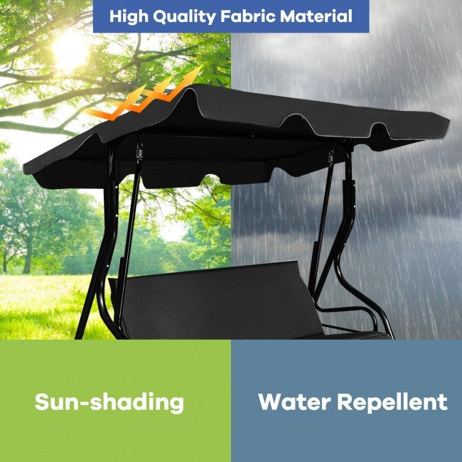 3-Seat Cushioned Patio Swing with Canopy – Durable Steel Frame Outdoor