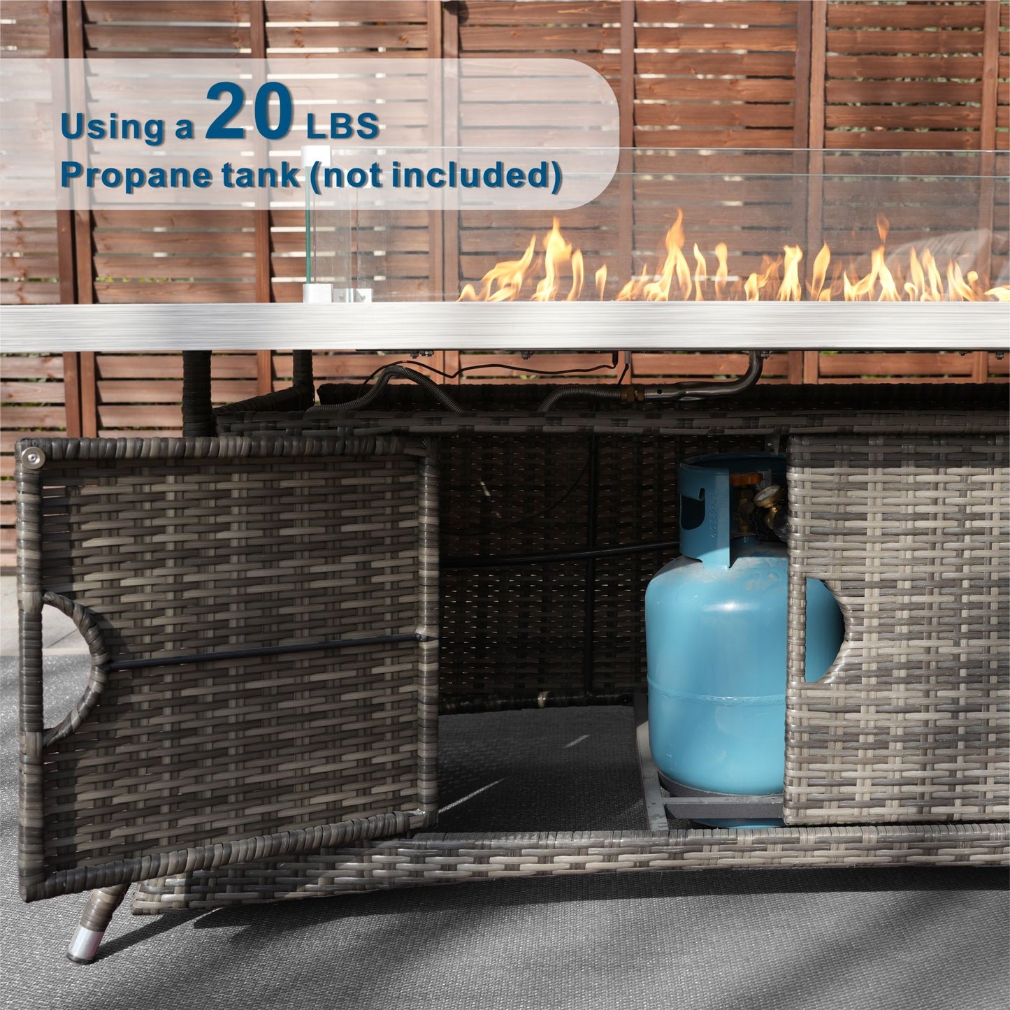 Wicker & Aluminum Patio Dining Table – Built-In Fire Pit Centerpiece