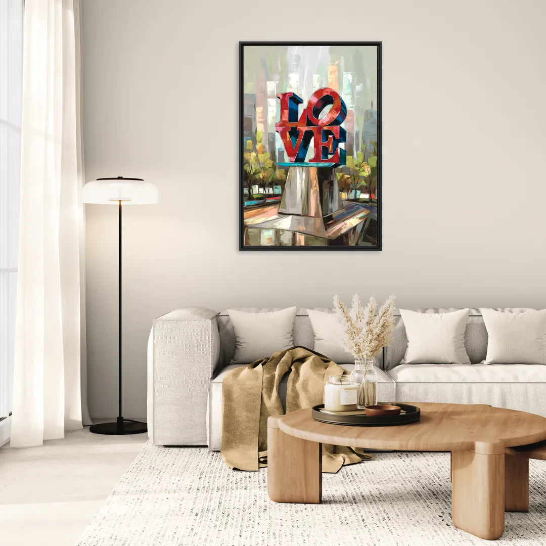 Philadelphia Love Sculpture - Living Room Black Frame Canvas