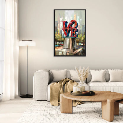 Philadelphia Love Sculpture - Living Room Black Frame Canvas