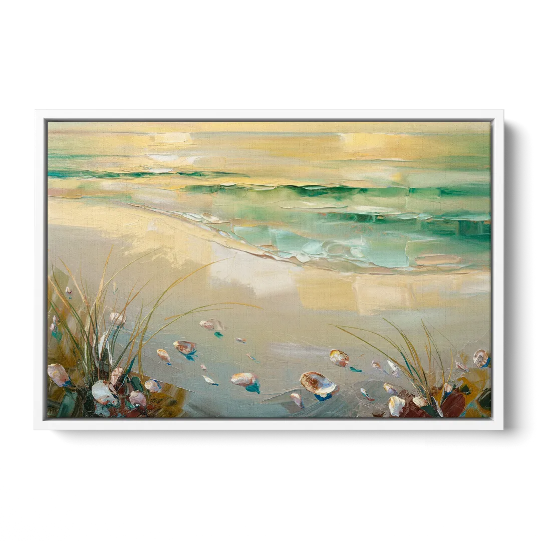 Seaside Beachfront Serenity - White Frame Canvas