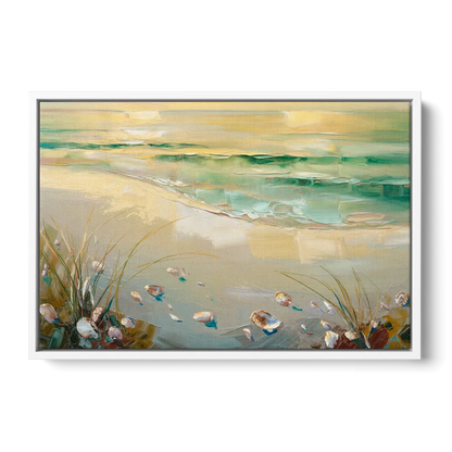Seaside Beachfront Serenity - White Frame Canvas