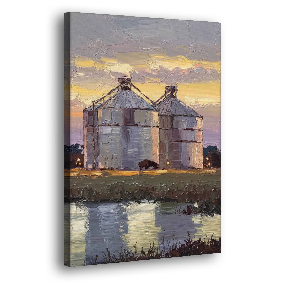 Buffalo Grain Silos at Dusk - Canvas Print Art Sides