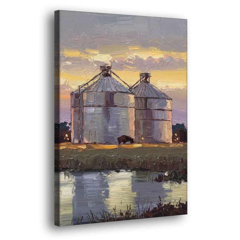 Buffalo Grain Silos at Dusk - Canvas Print Art Sides