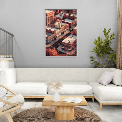 Springfield Historic Downtown - Living Room White Frame Canvas