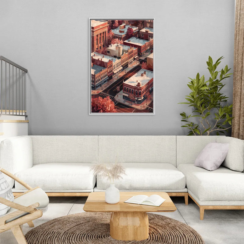 Springfield Historic Downtown - Living Room White Frame Canvas