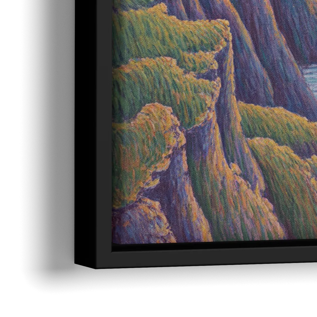 Coastal Cliffs of Newfoundland - Close-Up Black Frame Canvas