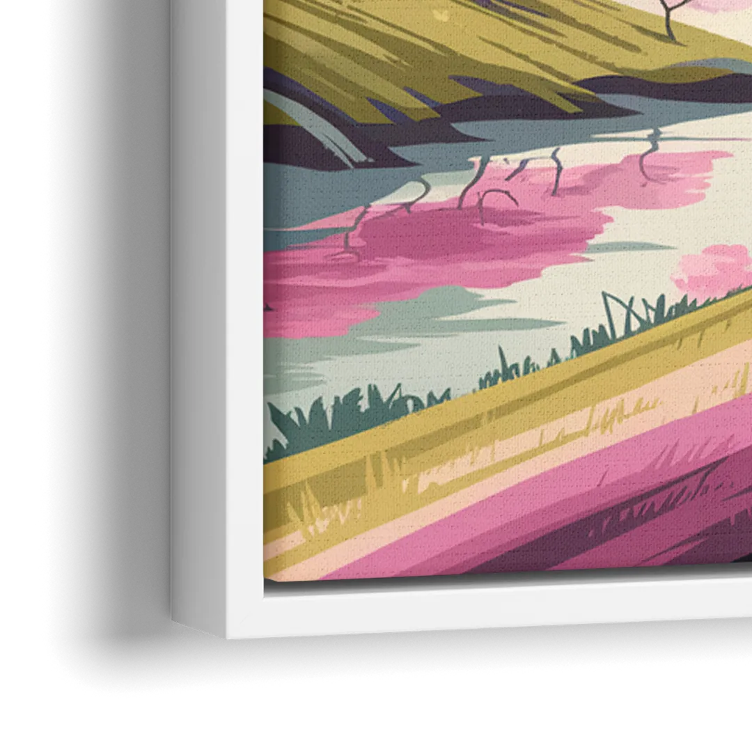 Traverse City Cherry Blossom Landscape - Close-Up White Frame Canvas