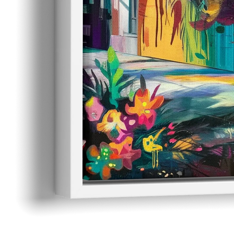 Miami Wynwood Murals - Close-Up White Frame Canvas