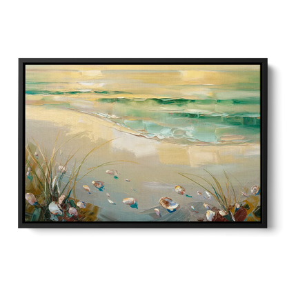Seaside Beachfront Serenity - Black Frame Canvas