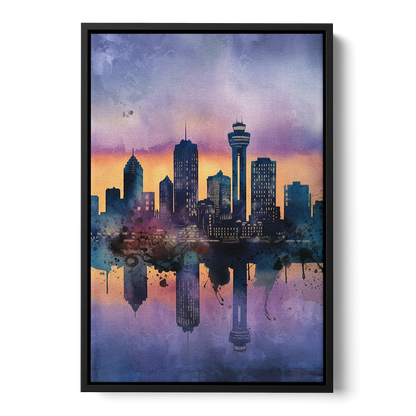Buffalo Skyline Twilight - Black Frame Canvas