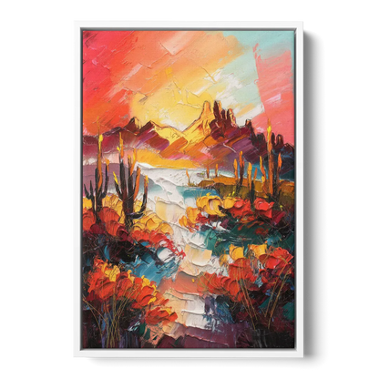 Phoenix Mountain Horizon - White Frame Canvas
