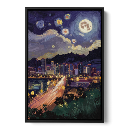 Phoenix Arizona Nightscape - Black Frame Canvas