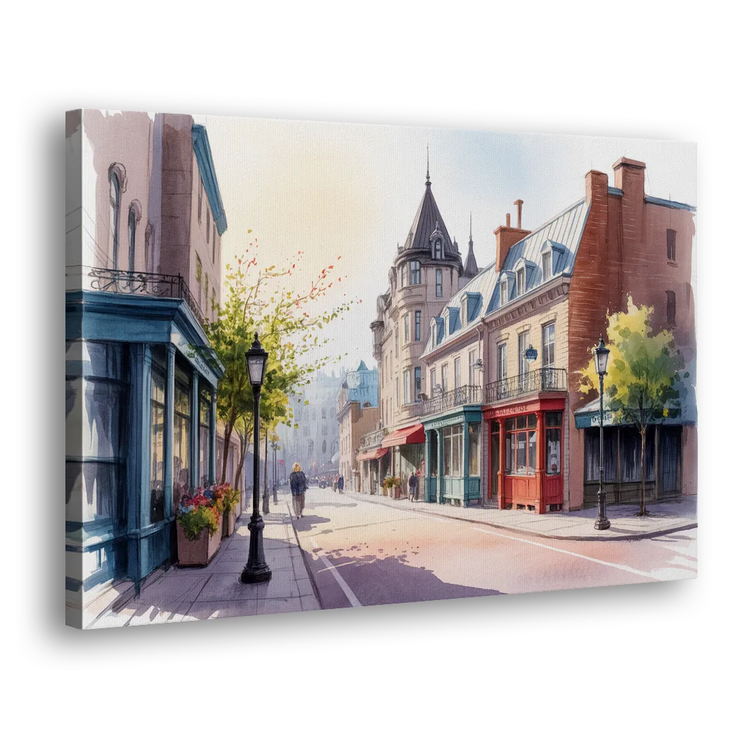 Quebec City Old Streets - Canvas Print Art Sides